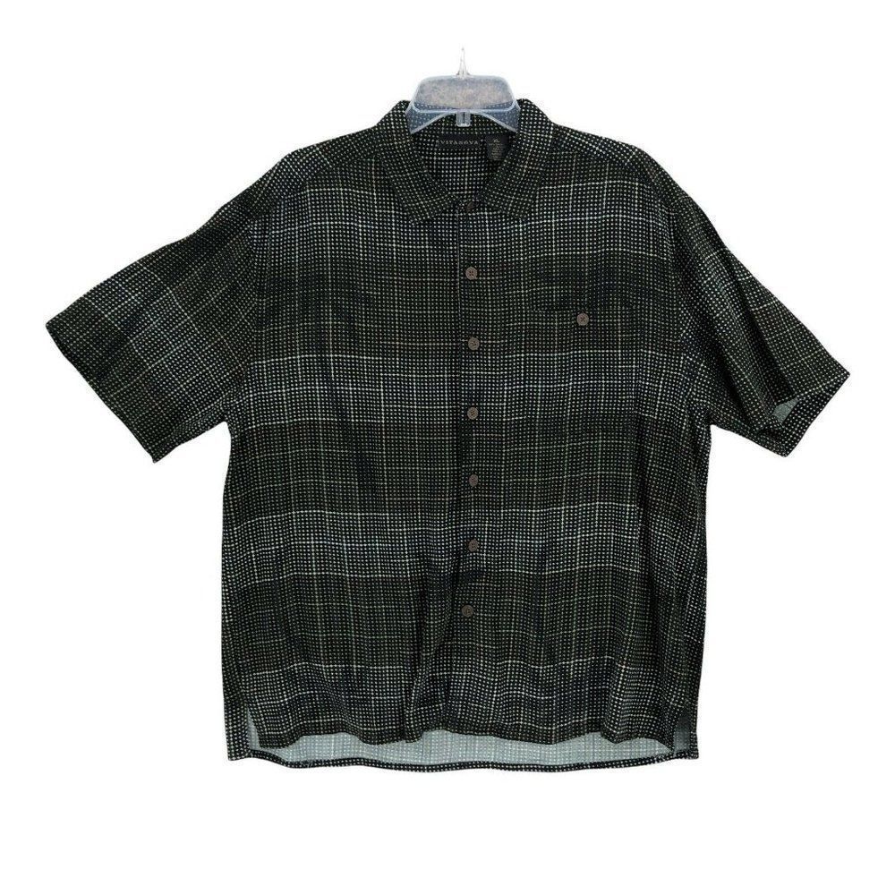 VITANOVA Mens Casual Button Down Shirt Multicolor Extra Large Short Sleeve Rayon